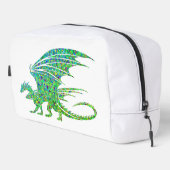 Phantastischer Mosaikgrüner Drache Waschbeutel (Rechte Ecke)