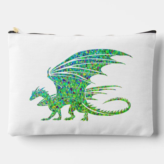 Phantastischer Mosaikgrüner Drache Zubehörtasche (Vorderseite)