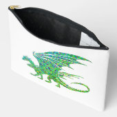 Phantastischer Mosaikgrüner Drache Zubehörtasche (Offen)