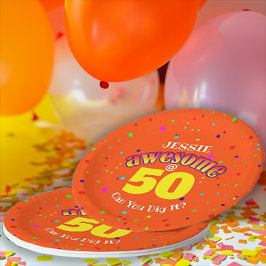 PHANTASTISCHER Orange 50. GEBURTSTAG Pappteller