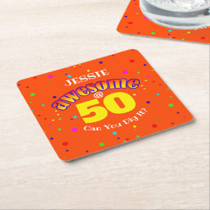 PHANTASTISCHER Orange 50. GEBURTSTAG Rechteckiger Pappuntersetzer