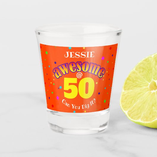 PHANTASTISCHER Orange 50. GEBURTSTAG Schnapsglas (Vorderseite)