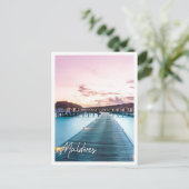 Phantastischer Panoramastrand Maldiv Sonnenunterga Postkarte (Stehend Vorderseite)