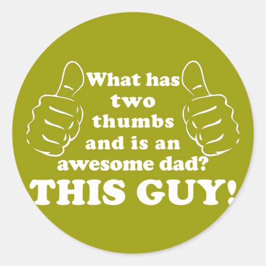 Phantastischer Papa mit Daumen Runder Aufkleber (Vorderseite)