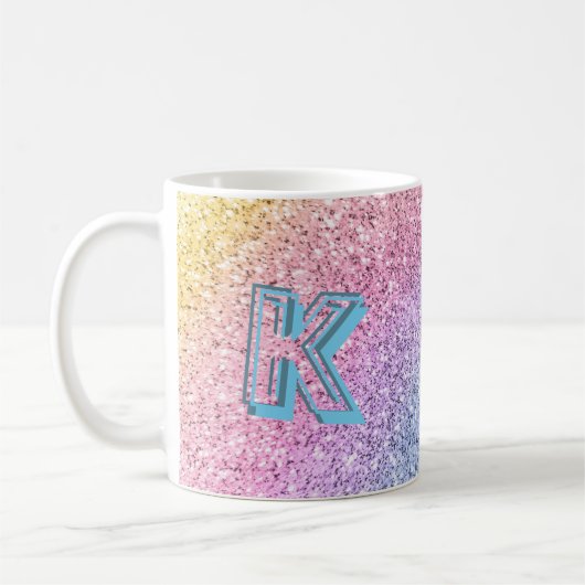 Phantastischer Pastell-Glitzer Mit Monogramm Kaffeetasse (Links)