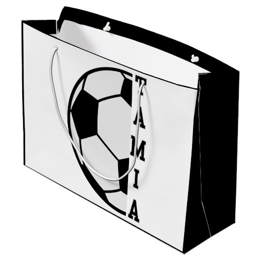 Phantastischer Personalisierter Name Fußball Ball Große Geschenktüte (Rückseite Schrägansicht)