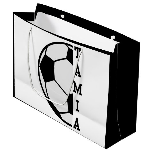 Phantastischer Personalisierter Name Fußball Ball  Große Geschenktüte (Vorderseite Schrägansicht)
