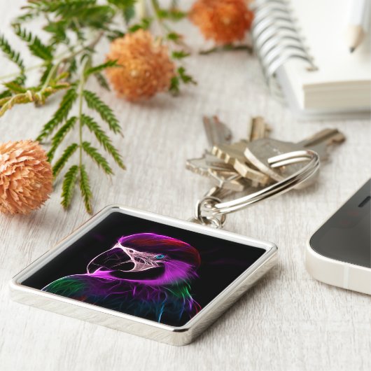 Phantastischer Pflaumensittich Schlüsselanhänger (Seite)