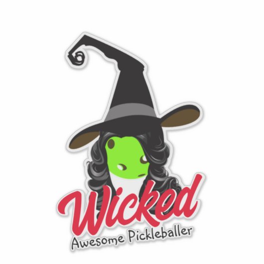 Phantastischer Pickleballer Green Hexe Halloween Aufkleber (Vorderseite)
