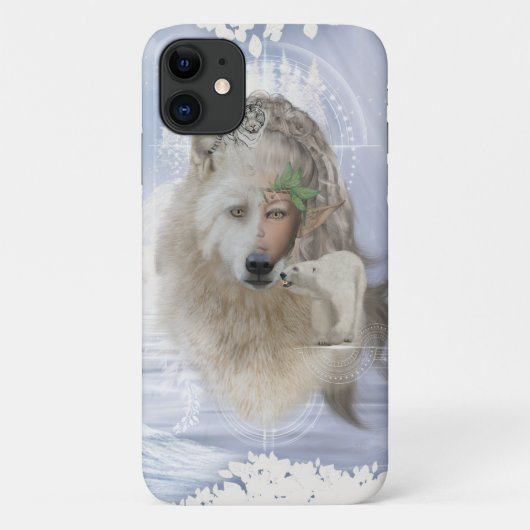 Phantastischer Polarwolf mit Feen, Case-Mate iPhone Hülle (Rückseite)