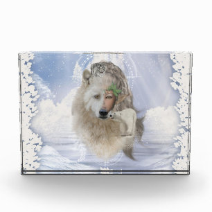 Phantastischer Polarwolf mit Märchen, Pärchen un Fotoblock