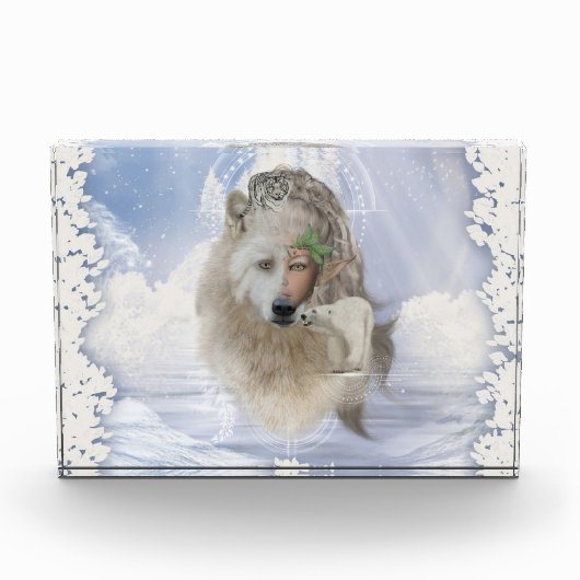 Phantastischer Polarwolf mit Märchen, Pärchen und  Fotoblock (Vorderseite)