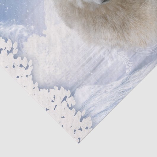 Phantastischer Polarwolf mit Märchen, Pärchen und  Seidenpapier (Ausschnitt)