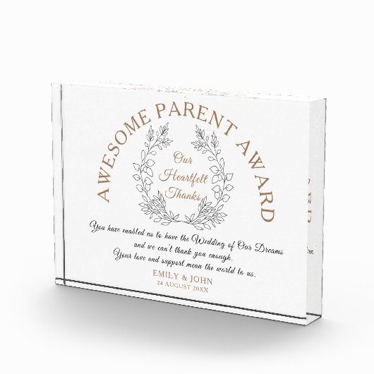 Phantastischer Preis für Eltern Danke von Bride &  Fotoblock (Rechts)