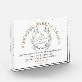 Phantastischer Preis für Eltern Danke von Bride &  Fotoblock