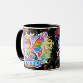 Phantastischer Rainbow Soft Pastel Dragon mit Flüg Tasse (Vorderseite Links)