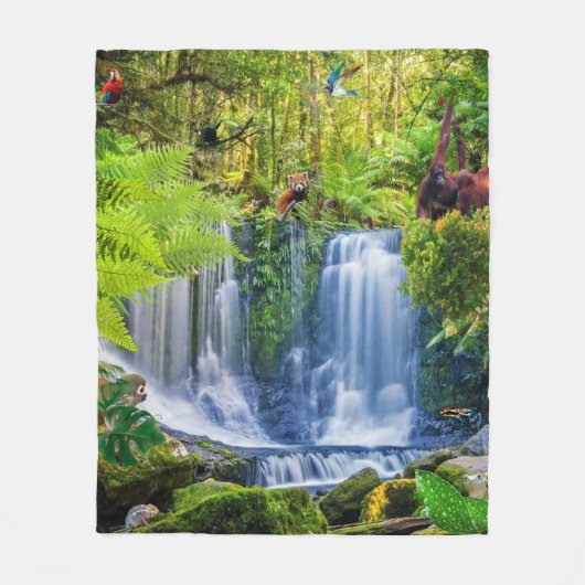 Phantastischer Regenwald und Tiere Fleecedecke (Vorderseite)
