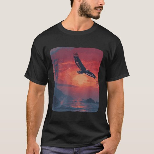 Phantastischer roter Sonnenuntergang mit Bridge un T-Shirt (Vorderseite)