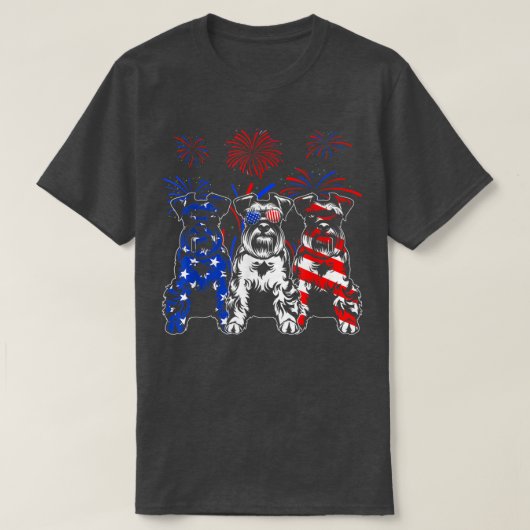 Phantastischer Schnauzer Hund - Amerikanische Flag T-Shirt (Design vorne)