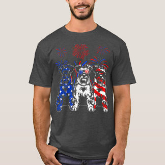 Phantastischer Schnauzer Hund - Amerikanische Flag T-Shirt