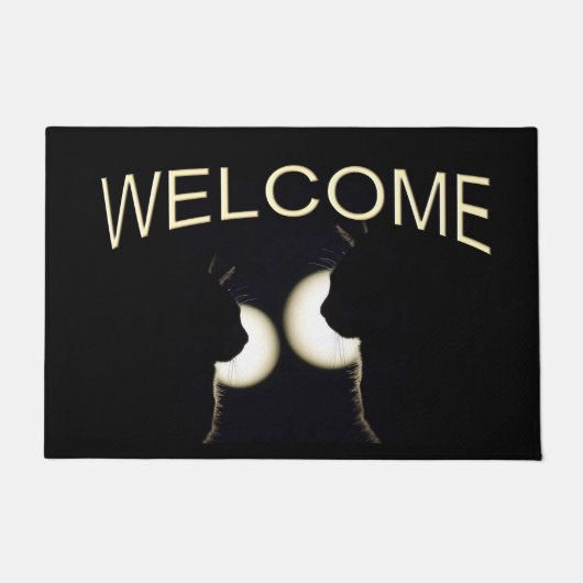 Phantastischer Schwarzer Katzenburgler Gepunktet Fußmatte (Vorderseite)