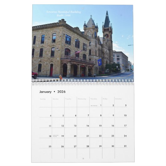 Phantastischer Scranton PA Wall Calendar Kalender (Jan 2026)