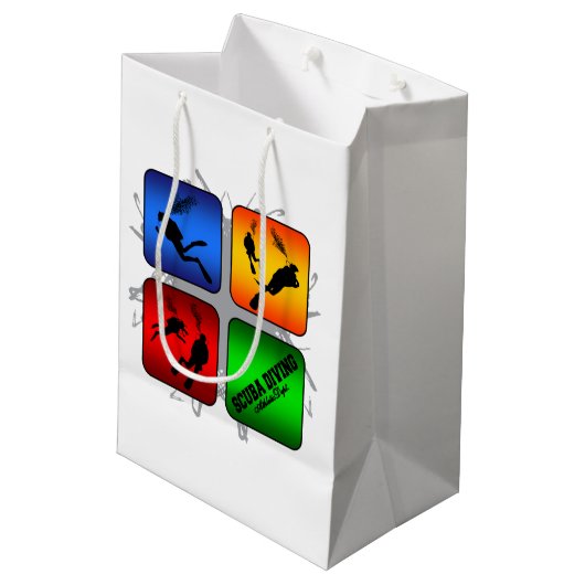 Phantastischer Scuba-Tauchstil Mittlere Geschenktüte (Rückseite Schrägansicht)