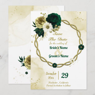 Phantastischer Smaragdgrüner Elfenbeinblumenkranz Save The Date