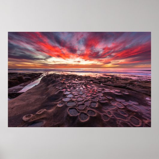 Phantastischer Sonnenuntergang an den Gezeitenpool Poster (Vorne)