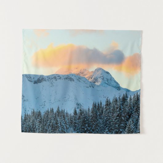 Phantastischer Sonnenuntergang oberhalb des Gebirg Wandteppich (Vorderseite (Horizontal))