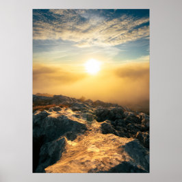 Phantastischer Sonnenuntergang über Wolken und son Poster