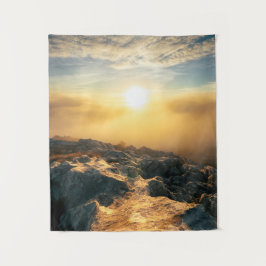 Phantastischer Sonnenuntergang über Wolken und son Wandteppich