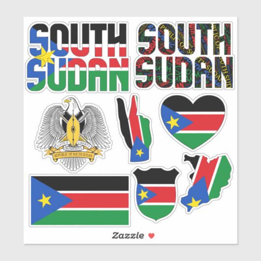 Phantastischer Südsudan - Staatssymbole Aufkleber (Blatt)