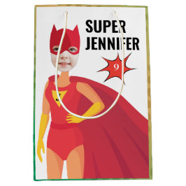 Phantastischer Superheld Girl Geburtstagsgeschenk  Mittlere Geschenktüte