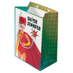Phantastischer Superheld Girl Geburtstagsgeschenk  Mittlere Geschenktüte