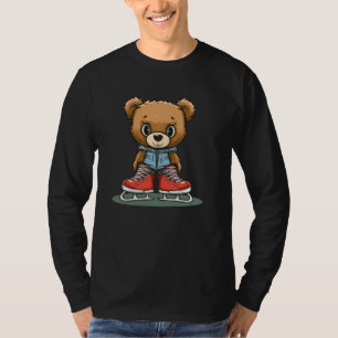 Phantastischer Teddybär in Ice Skaten Shoes Outfit T-Shirt