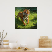 Phantastischer Tiger, der in der Wildmalerei läuft Poster (Küche)