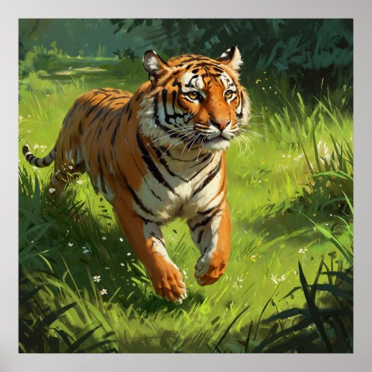 Phantastischer Tiger, der in der Wildmalerei läuft Poster (Vorne)