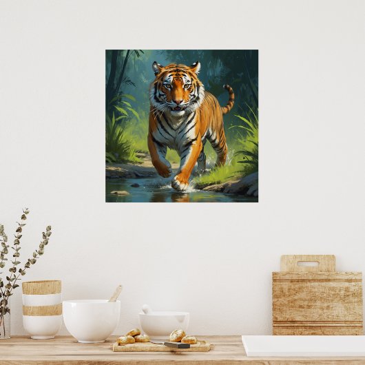 Phantastischer Tiger im Dschungel Poster (Küche)