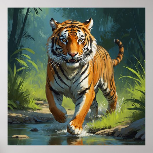 Phantastischer Tiger im Dschungel Poster (Vorne)