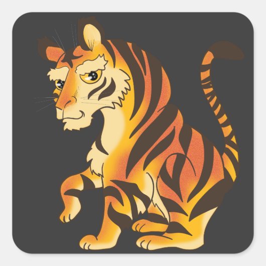 Phantastischer Tiger Quadratischer Aufkleber (Vorderseite)