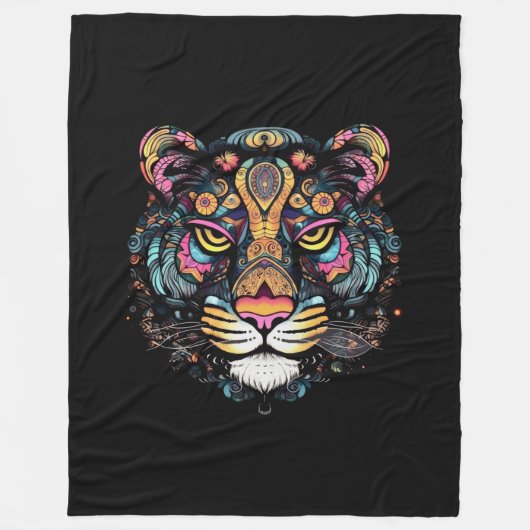 Phantastischer Tigerkopf Fleecedecke (Vorderseite)