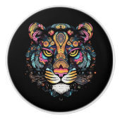 Phantastischer Tigerkopf Keramikknauf (Vorderseite)