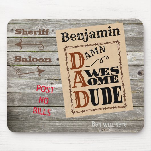 Phantastischer Typ Western ThemenIndividuelle Name Mousepad (Vorne)