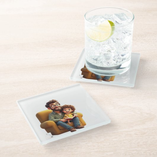 Phantastischer Vater Glasuntersetzer (Schrägansicht)
