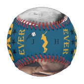 Phantastischer Vater je Monogramm Zwei-Foto-Baseba Baseball (Rückseite)