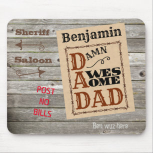 Phantastischer Vater Western Individuelle Name Mou Mousepad