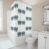 Phantastischer Verzierter Elefant in Türkisfarbe Duschvorhang (Beispiel)