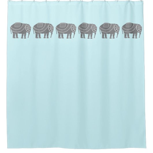 Phantastischer, Verzierter Elefant in Türkisfarbe Duschvorhang (Vorderseite)
