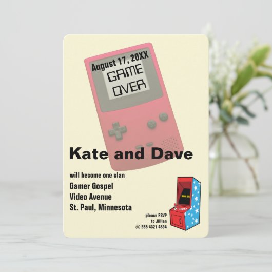 Phantastischer Videospiel-Hochzeitspass Einladung (Stehend Vorderseite)
